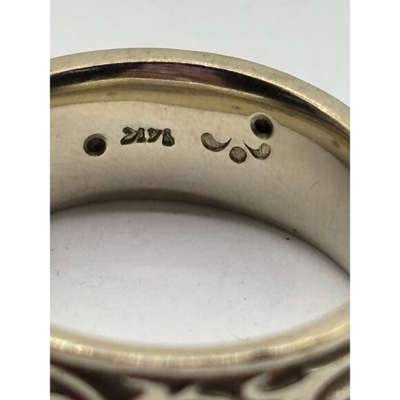 14K White Gold Diamond Scrollwork Timeless Unique Band Ring Size 6 - Picture 4 of 5